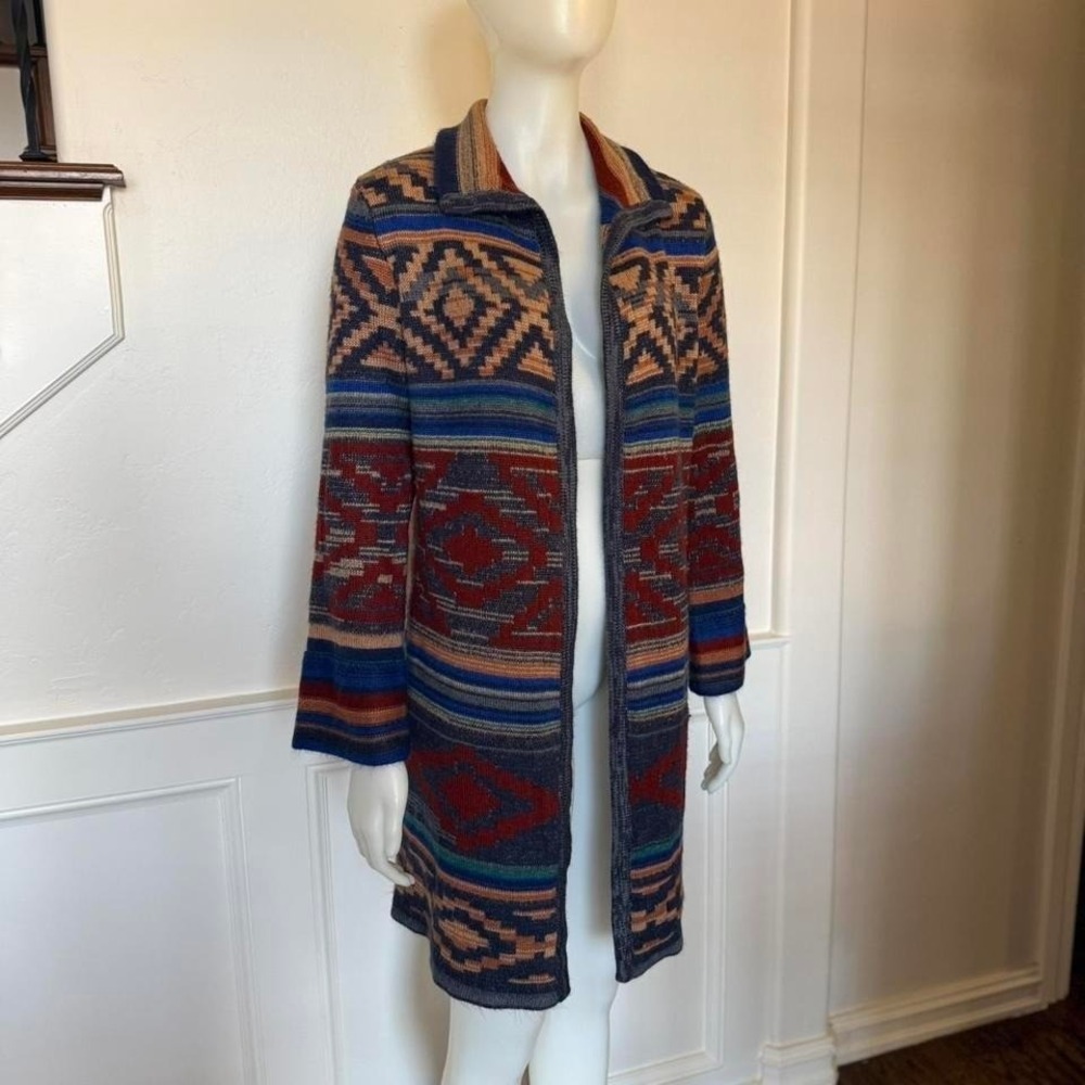 Spense Southwestern Knit Cardigan Sweater Coat Open Front Size Large - Picture 6 of 7